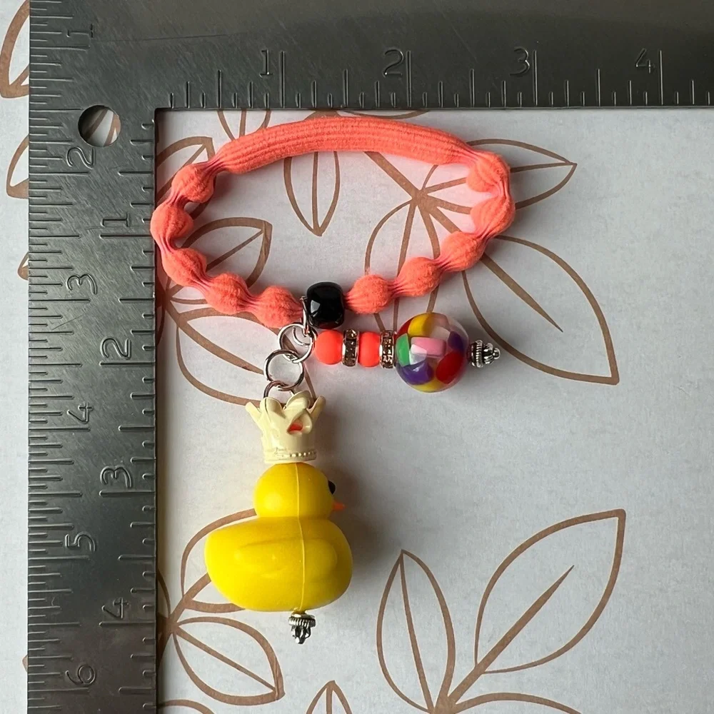 Beaded Mickey and Rubber Duck Hair Ties - Black and Orange Ties